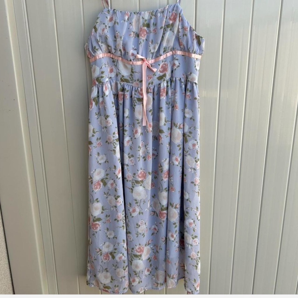 Floral Maxi Dress with Pink Accents